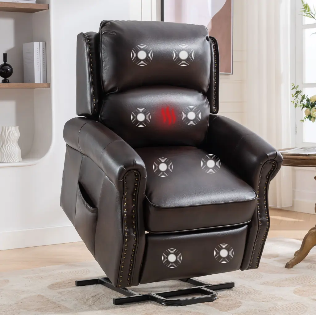 Electric Power Lift Recliner Chair Elderly Massage and Heat Functions lehboson