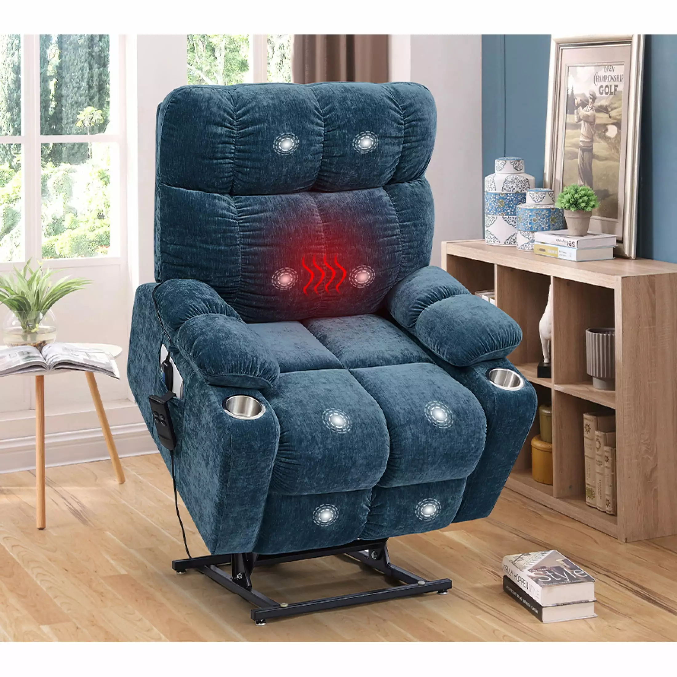 Miekor Dual Motor Power Lift Recliner Chair, Infinite Position Lay-Flat Recliner Heat & Massage Elderly