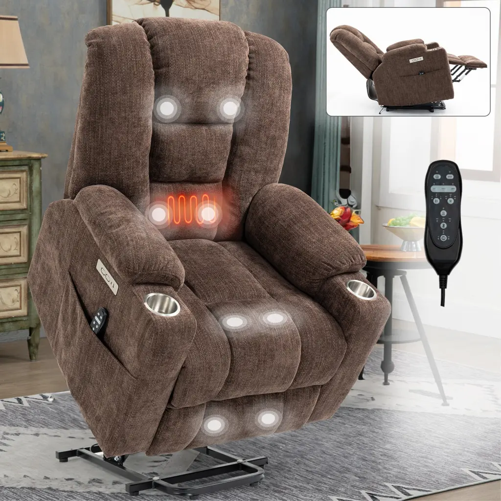 Emon's Large Power Lift Recliner Chair Massage And Heat Elderly rnb