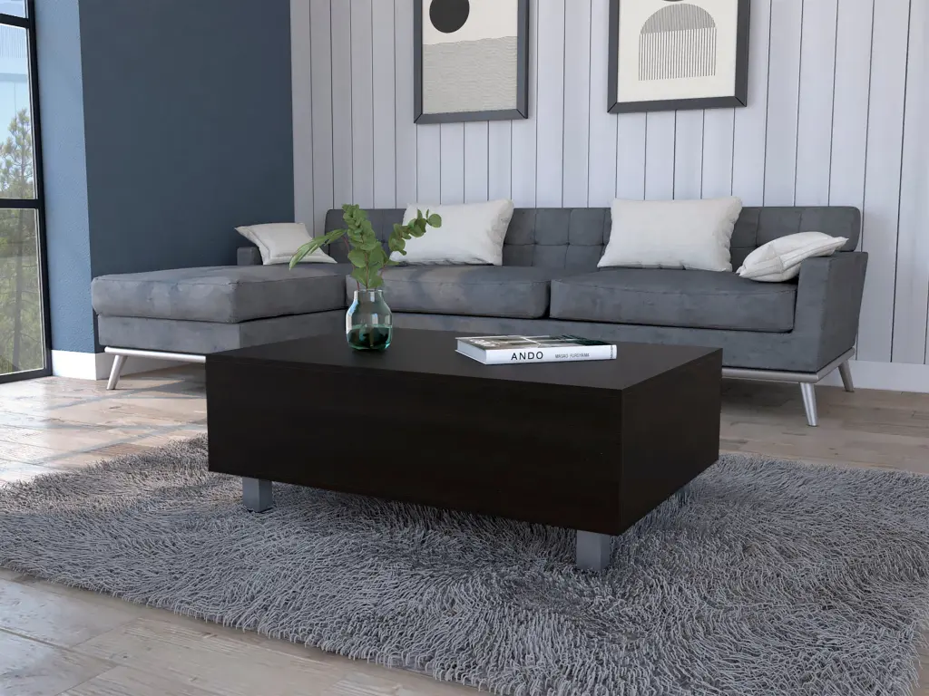 Tilton Rectangle Lift Top Coffee Table Black Wengue Black Particle Board furniture max