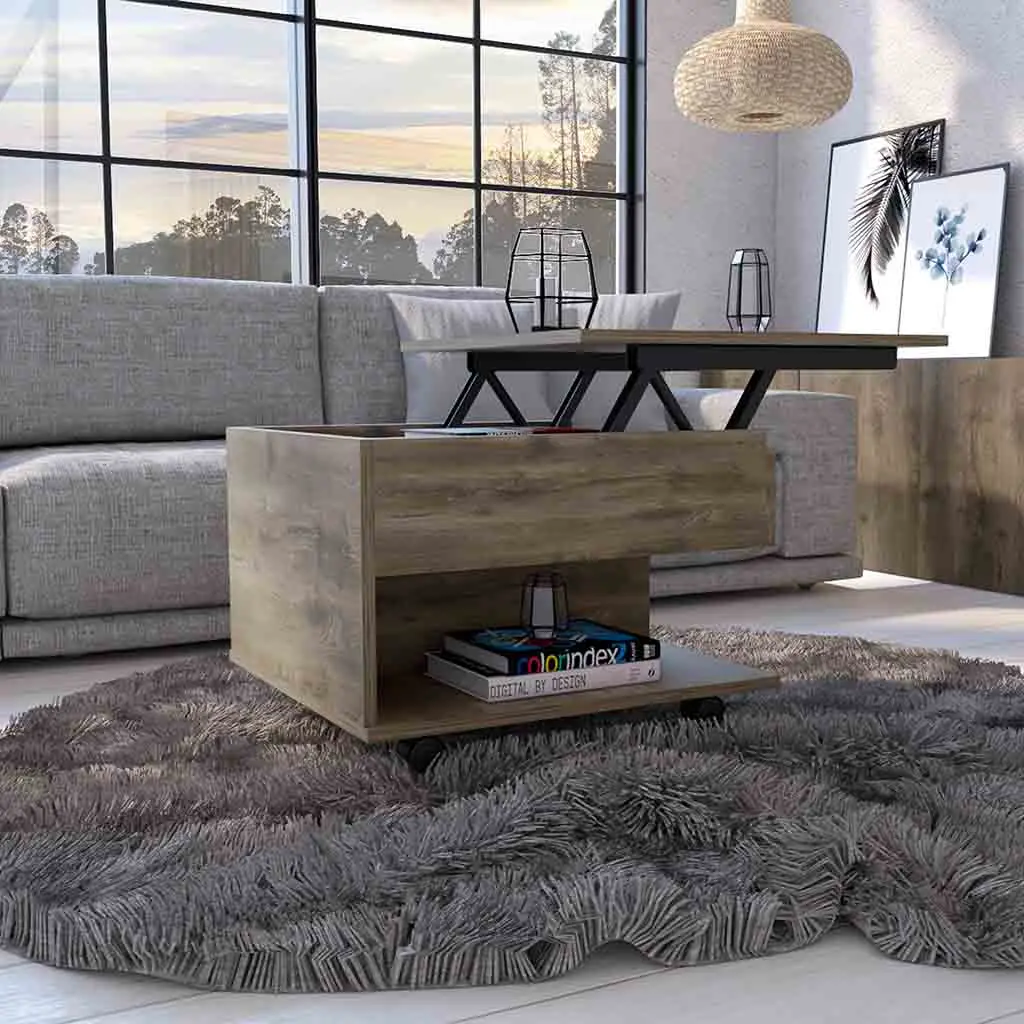 Lift Top Coffee Table Mercuri Casters Dark Brown Finish treevol furniture