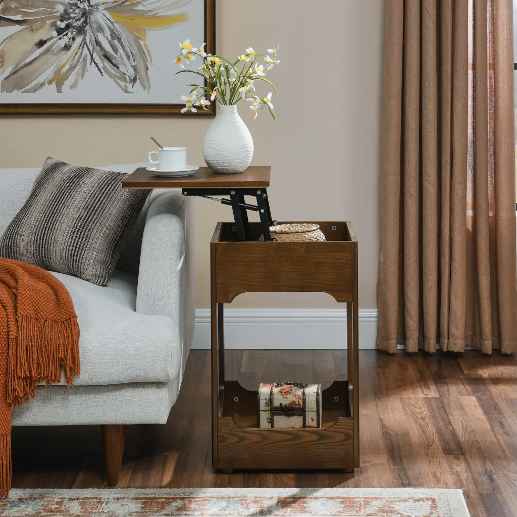 Mid Century Modern Lift Top Side Table Small Rising End Table Couch Table Storage haiyi furniture