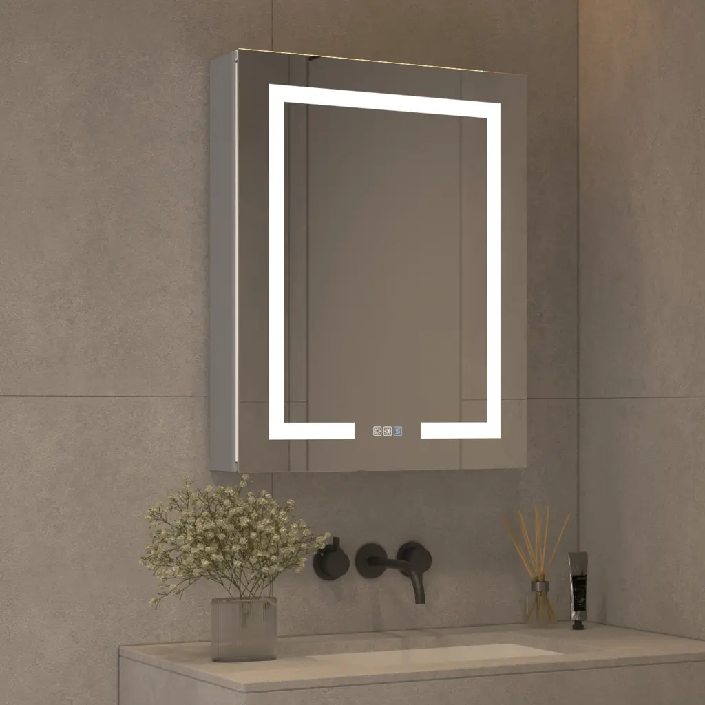 Lighted Medicine Cabinet 24 X 30 Inch Recessed or Surface LED Mirror global chain solutions
