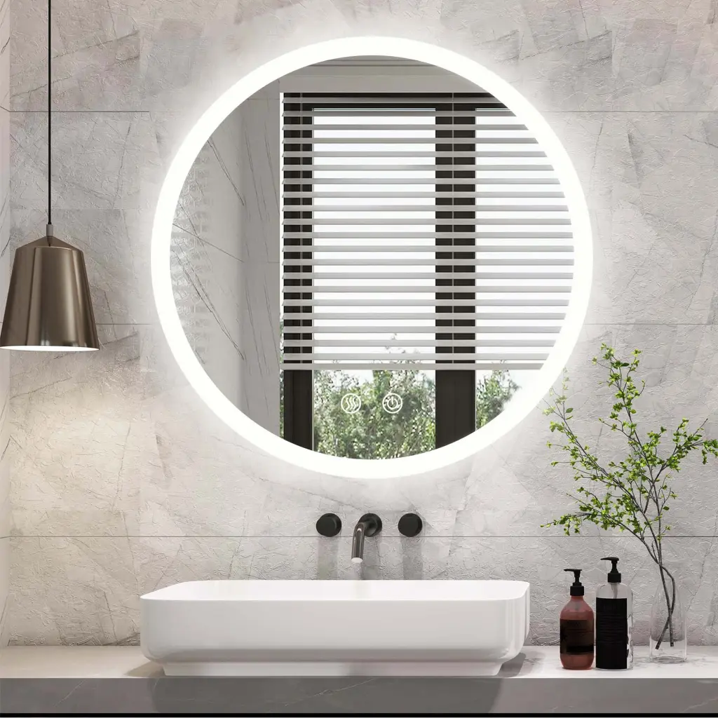 28 Inch LED Round Lighted Mirror Bathroom Backlit Vanity Mirror Wall Mounted w995 bestgo