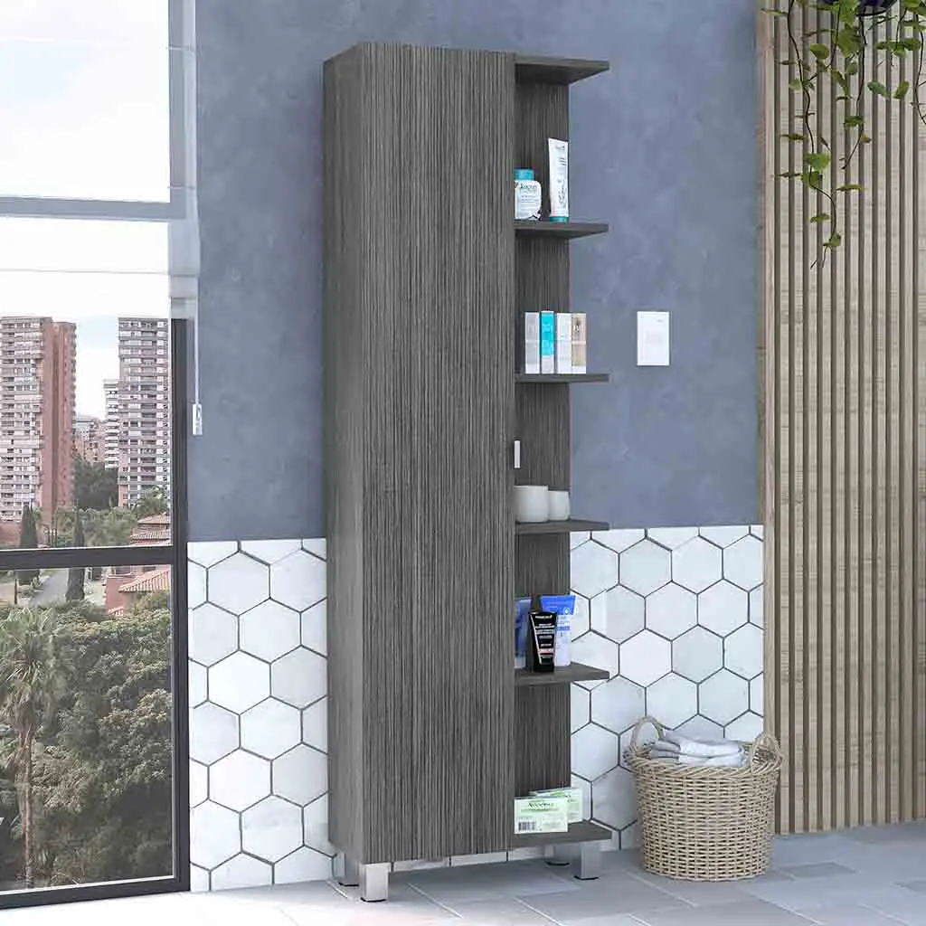 62 Inch Tall Linen Single Door Cabinet Five External Shelves and Four Interior rta mubles colombia