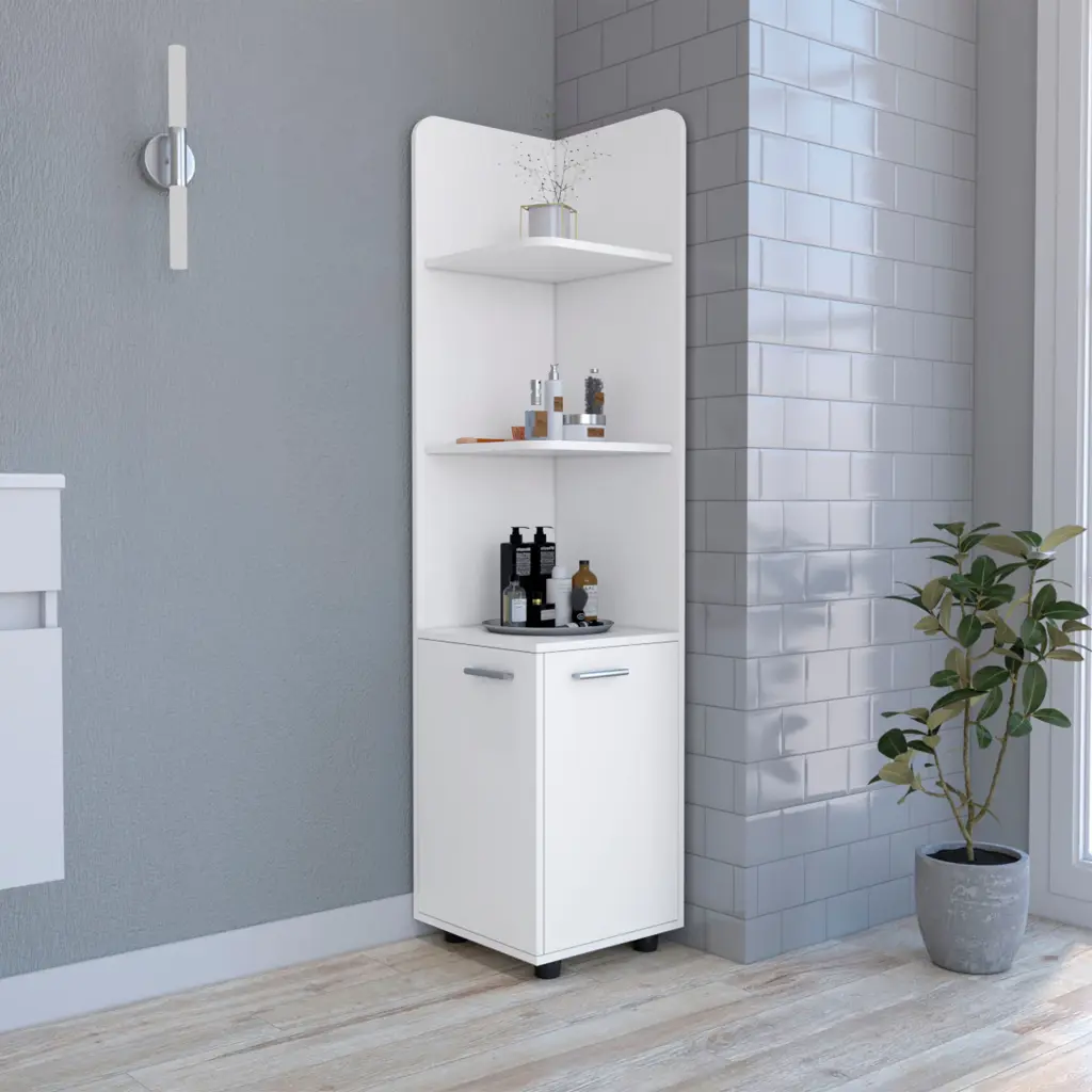 Malibu Freestanding Linen Cabinet 2 Doors And Open Shelves White Finish rta mubles colombia