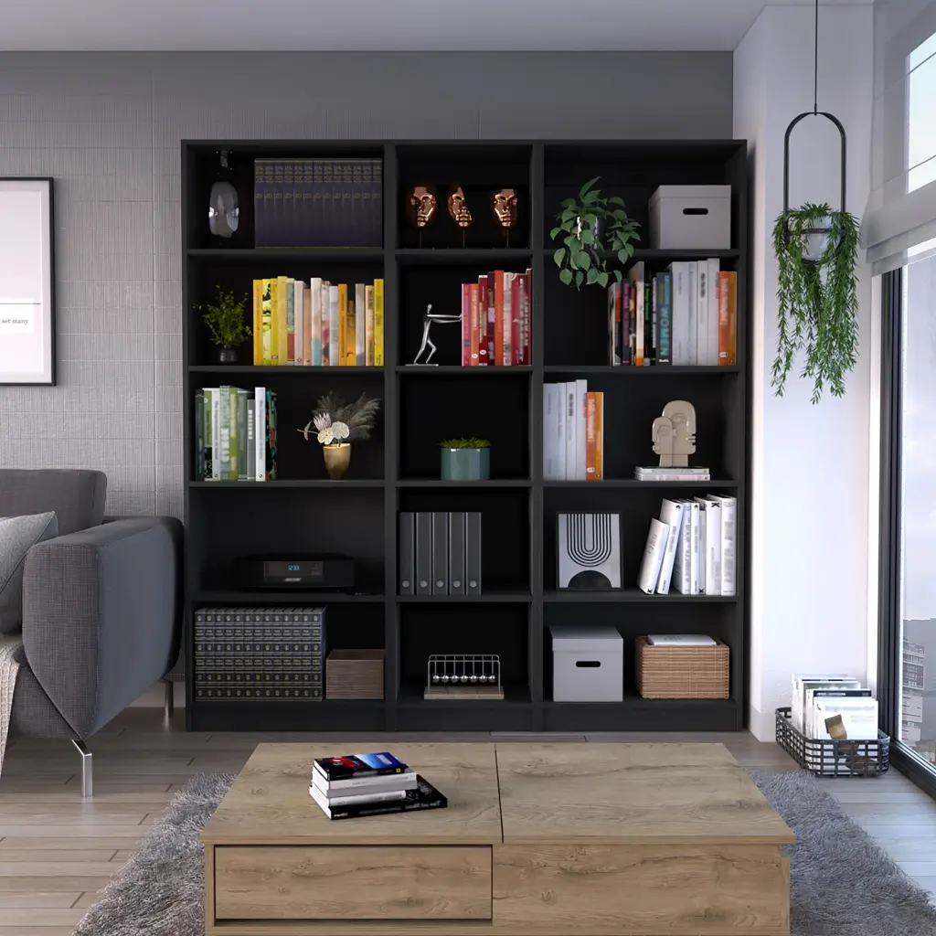 Luetz 3 Piece Bookcase Set 15 Shelves 67 Inch Wide Living Room tuhome
