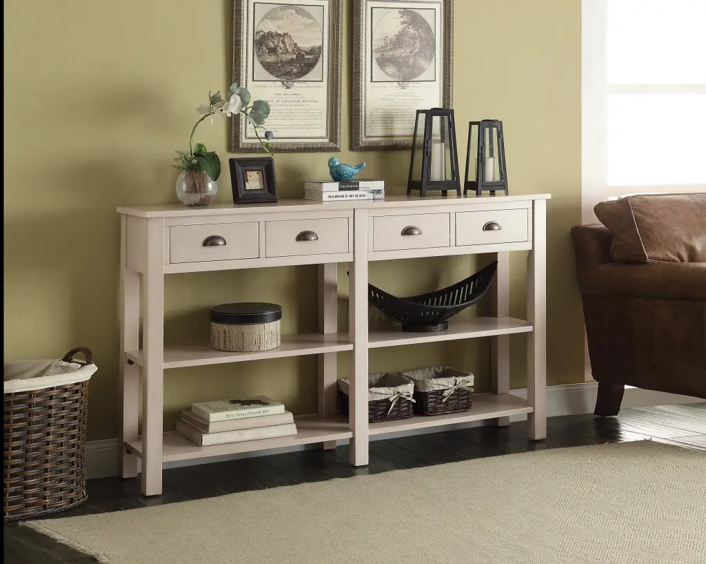 Cream 4 Drawer Console Table 2 Shelf Cream Primary Living Space T furniture max