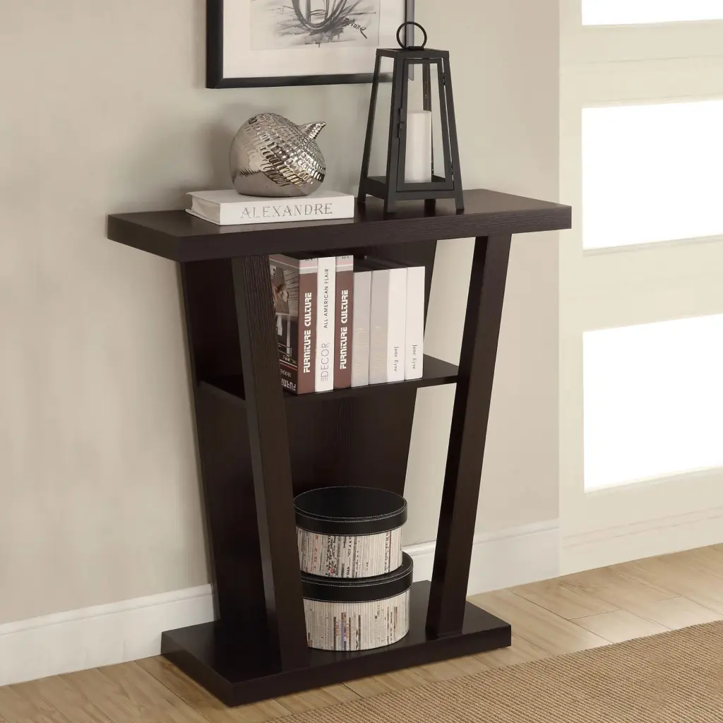 Cappuccino 2 Shelf Console Table Living Room Transition furniture max