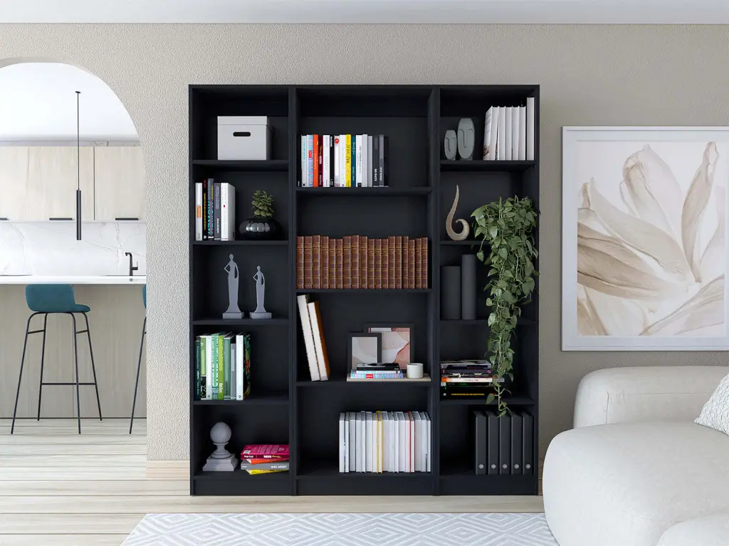 Alexander Black 3 Piece Living Room Set 3 Bookcases Modern Furniture furniture max