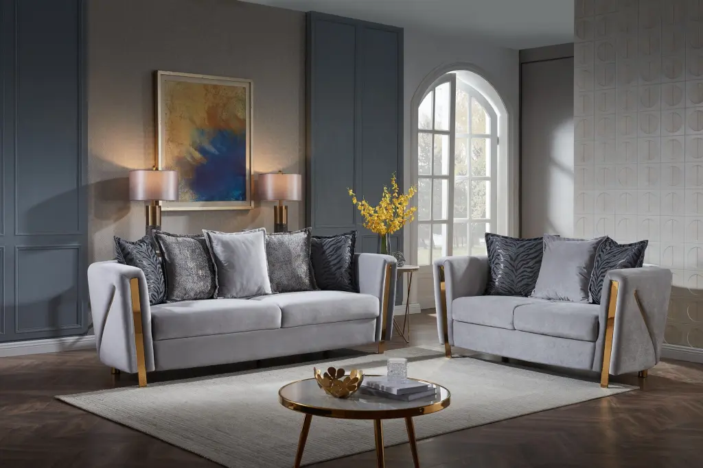 Chanelle Thick Velvet Fabric Upholstered 2Pc Living Room Set galaxy home furnishings