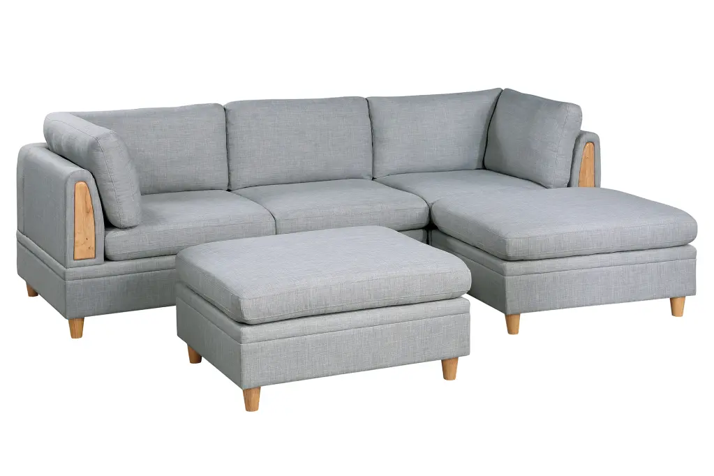 Modula 5 Piece Light Gray Fabric Living Room Furniture Set poundex
