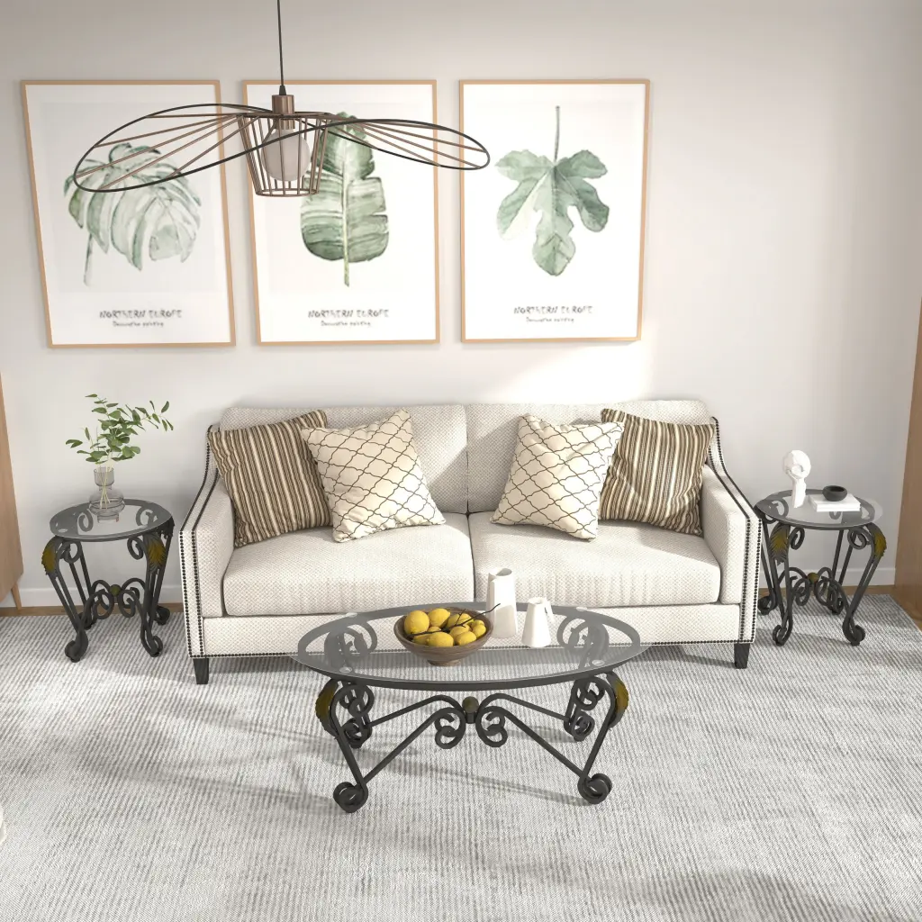 Tempered Glass Surface Coffee Table Set 3, Decor Elliptical Coffee Tables Living Room rnb