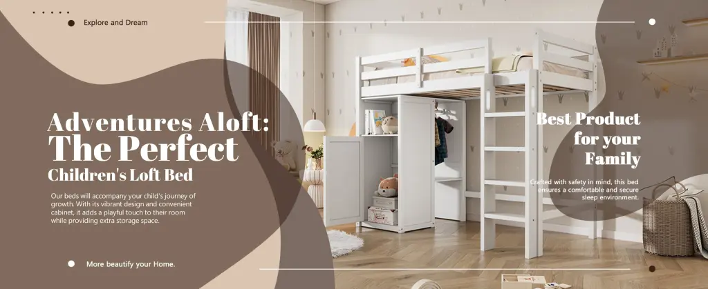 Twin Loft Bed Wardrobe, Storage Shelves And Ladder, White artistry at home