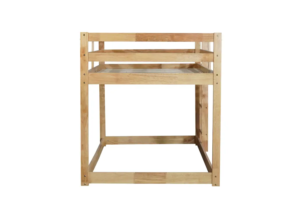 Solid Rubber Wood Twin Over Twin Loft Bed Ladder - Sturdy Kids Bunk Bed inspirit