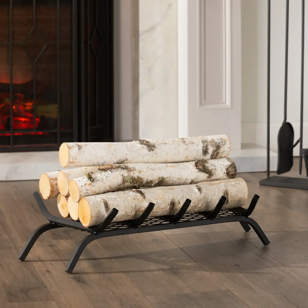 Log Holder Matte Black Iron Firewood Storage Fireplace nh-home living