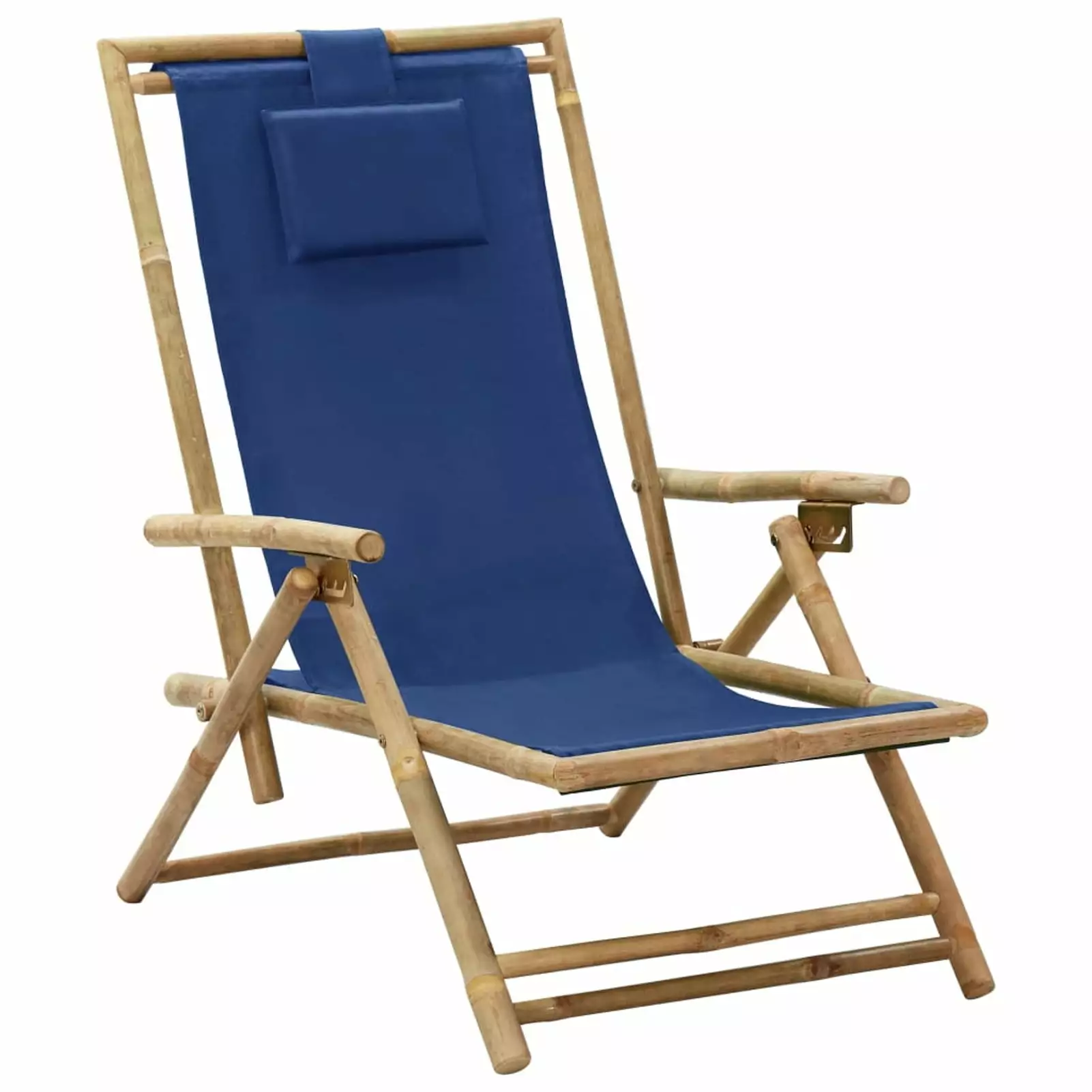 Suzicca Navy Blue Bamboo Fabric Reclining Relaxing Chair ammoon