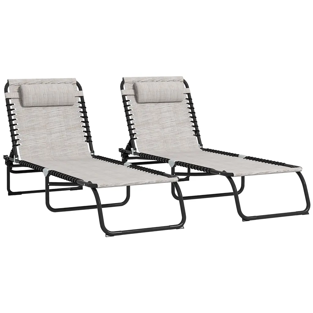 Outsunny Folding Chaise Lounge Pool Chair Set 2 Patio Sun Tanning aosom business