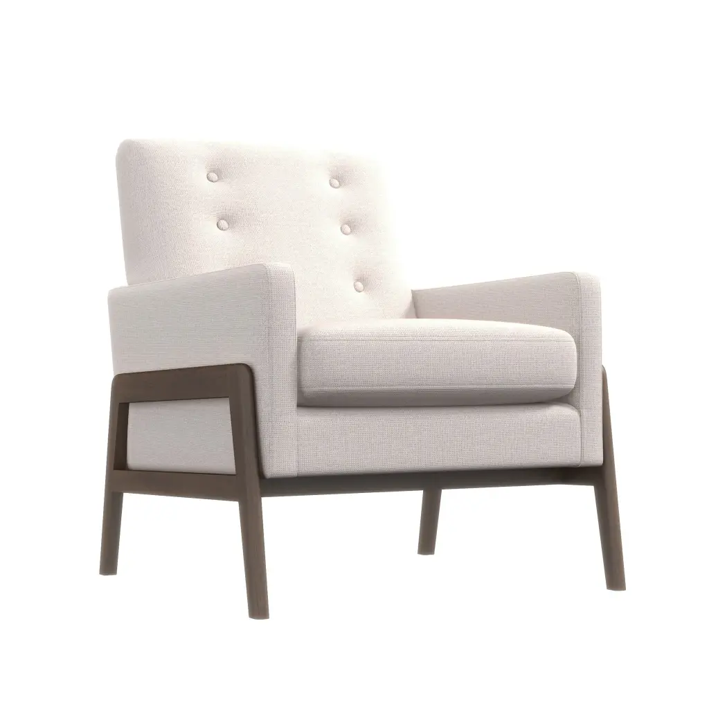 Cole Solid Wood Lounge Chair Beige Fabric Modern Living Room Accent Chair Comfortable Seating ashcroft furniture