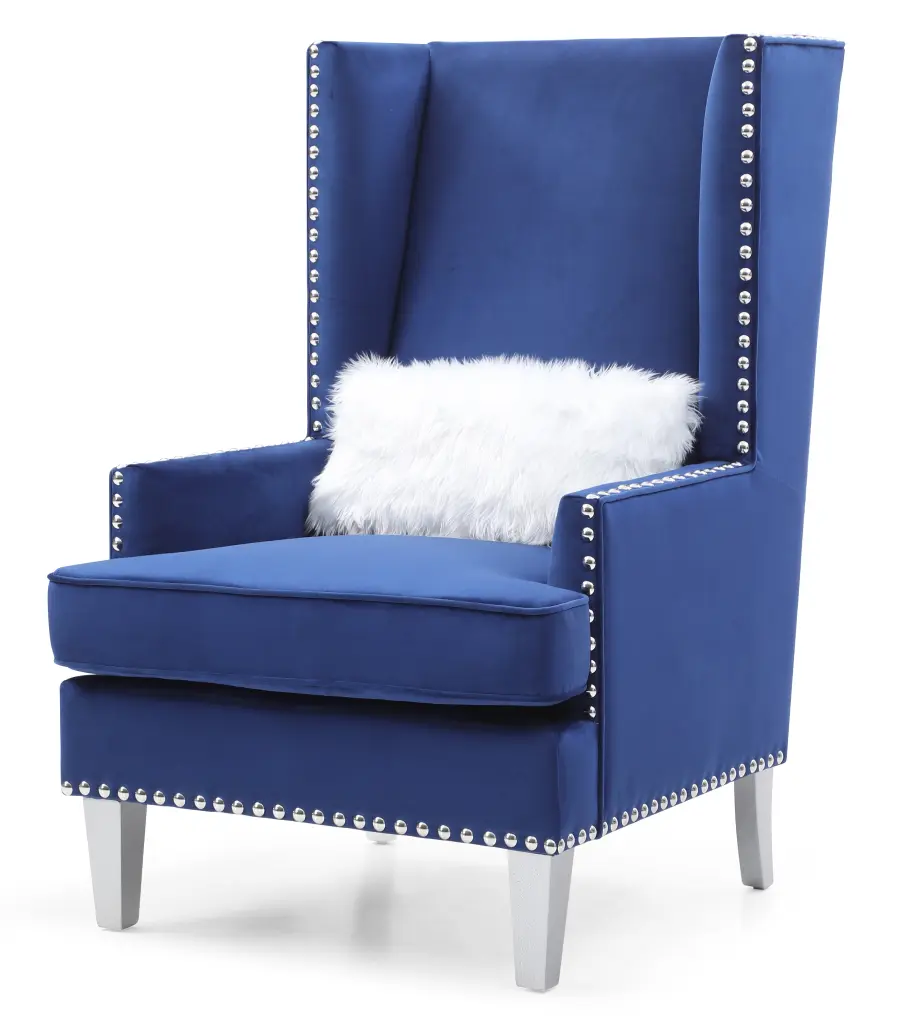 Wilshire G0953A Ac Chair Blue Foam Velvet Modern Lounge Chair glory furniture
