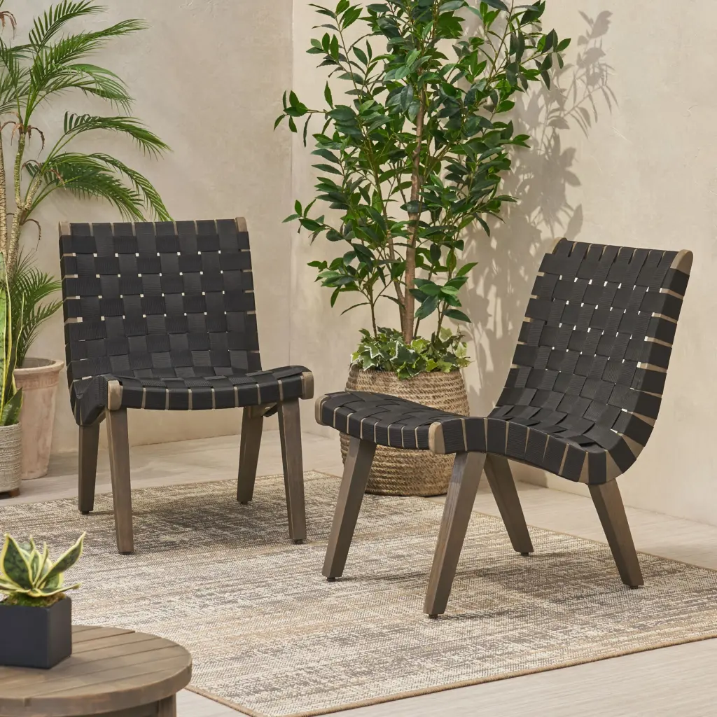 Charlotte Lounge Chair Black Metal and Wood Design nh-gardenpara