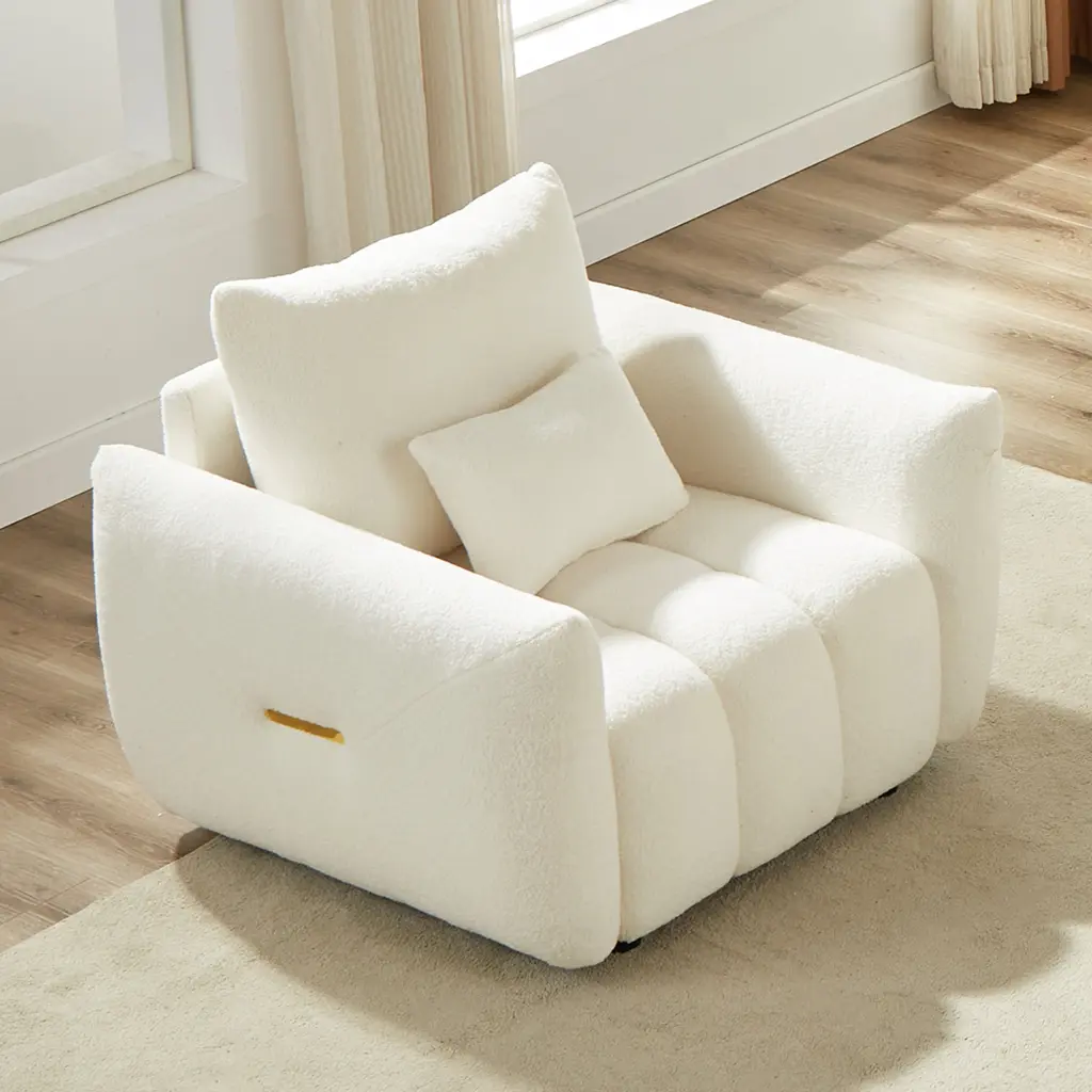 39.7 Inch Teddy Fabric Sofa, Modern Lounge Chair One Piece Upholstery w1193