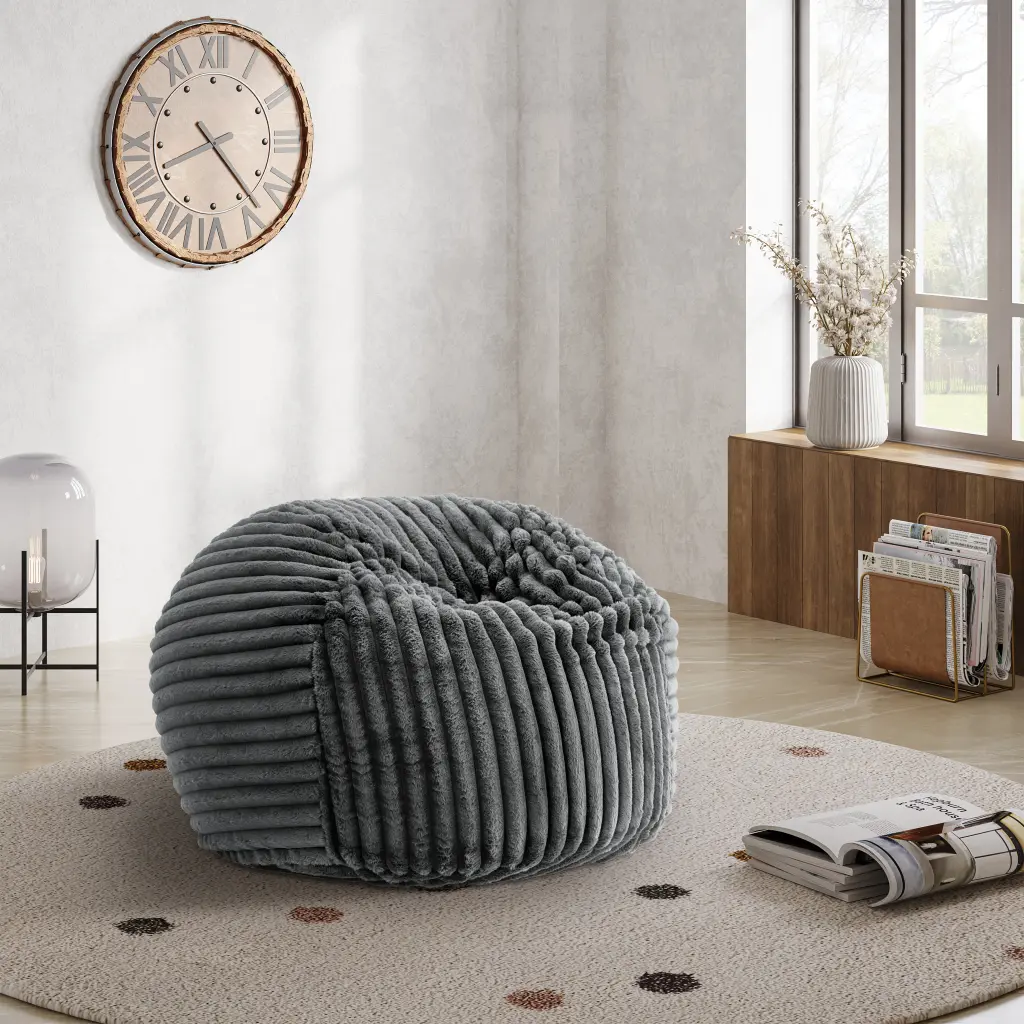 Sky Luxe 40 Inch Minky Gunmetal Memory Foam Lounger Grey Comfortable Seat bridgevine home