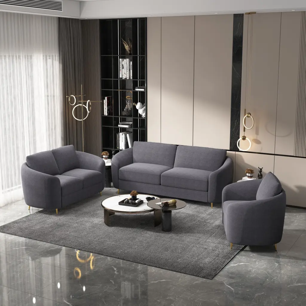 Yuina Loveseat Gray Linen Lv01772 Gray Linen Compact Sofa Small Spaces acme onsite store