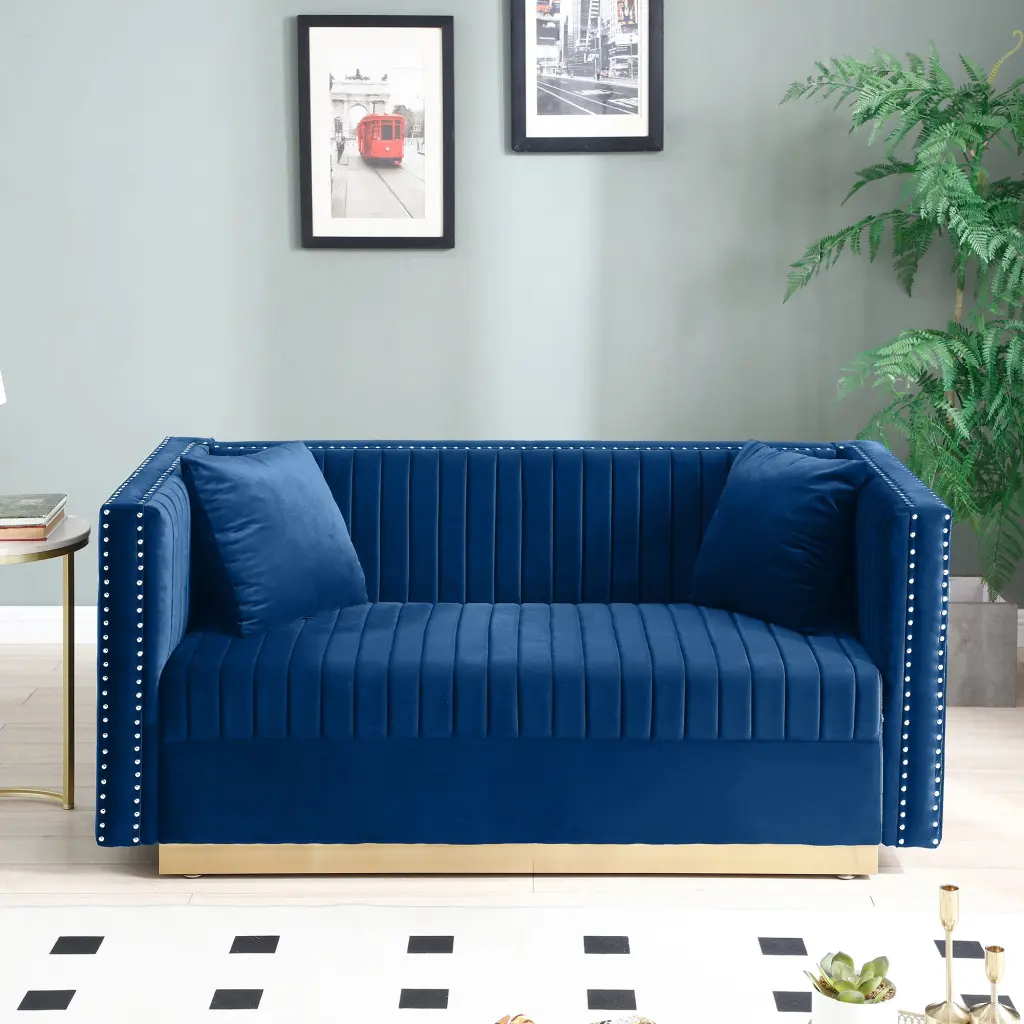 Contemporary Vertical Channel Tufted Velvet Sofa Loveseat Modern Upholstered aijiafurniture