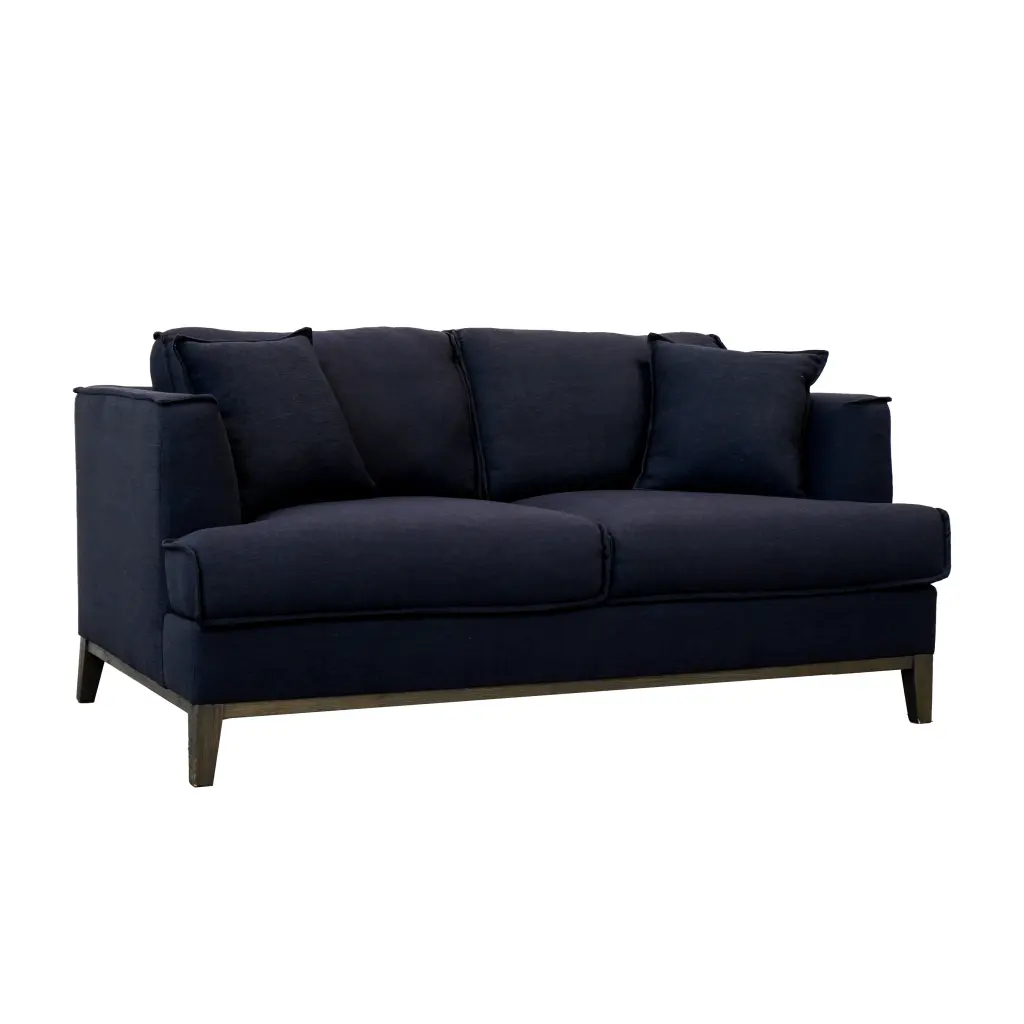 Aspen Navy Linen Loveseat Wood Legs Modern Sofa american homestead furniture