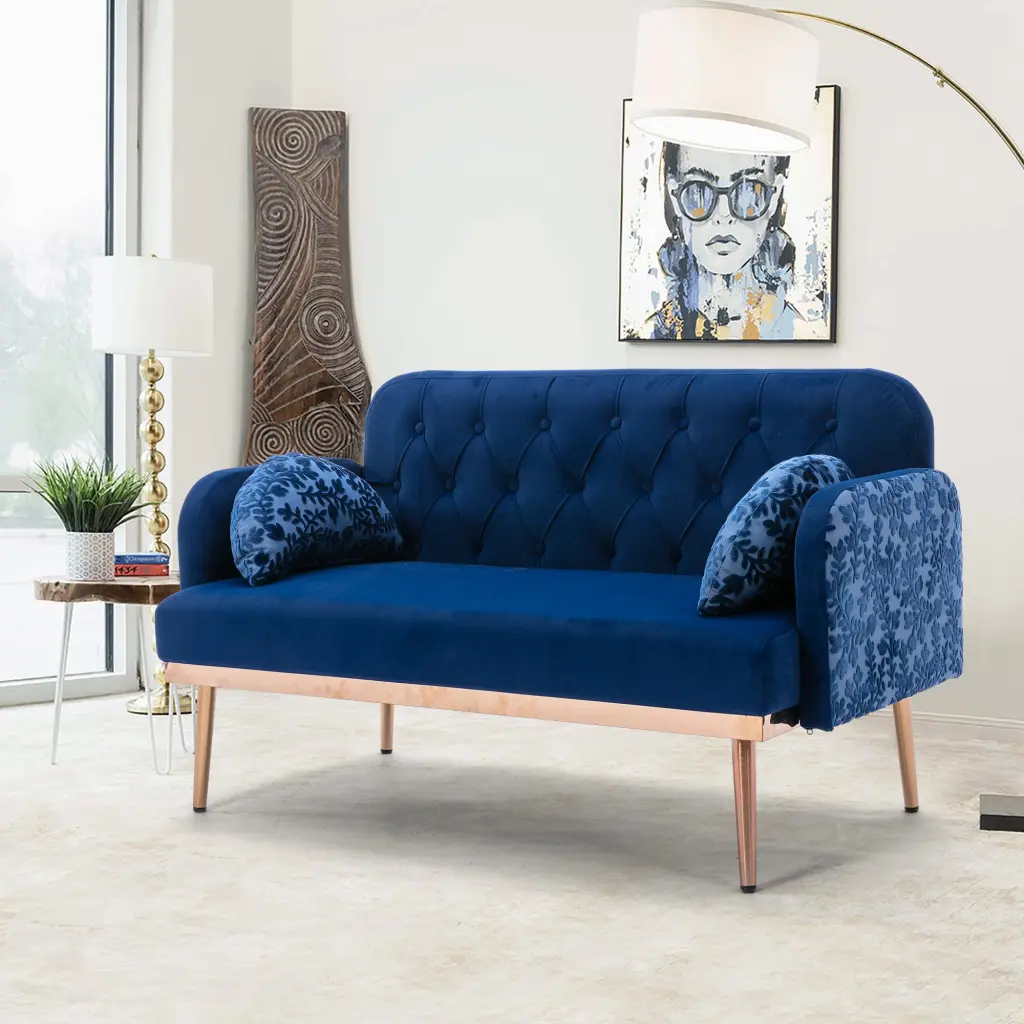 Coolmore Modern Velvet Loveseat Sofa Comfy Upholstered 2 Seater Sofa coolmore w-395