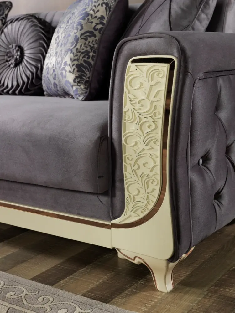 Carmeno Modern 2-Seat Loveseat Grey Wood Pillow Back Living Room Sofa furnia