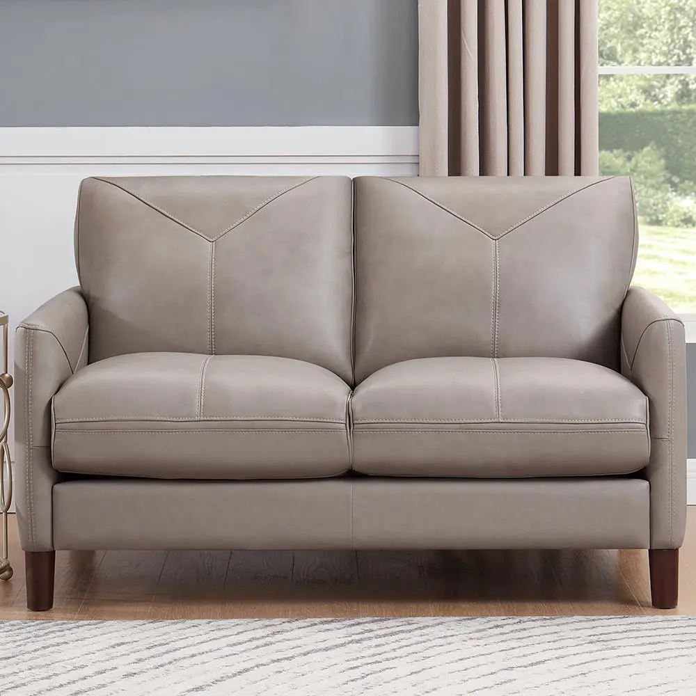 Yorkdale Leather Loveseat Stone Gray Down Filling Authentic Leather hydeline furniture