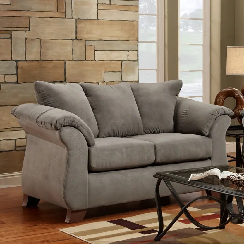 Aruca Sensations Microfiber Pillow Back Loveseat Gray hz