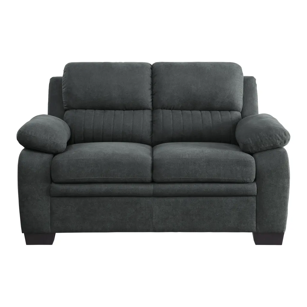 Cozy Plush Seating Loveseat Dark Gray Textured Fabric Channel Tufted Couch kanepe