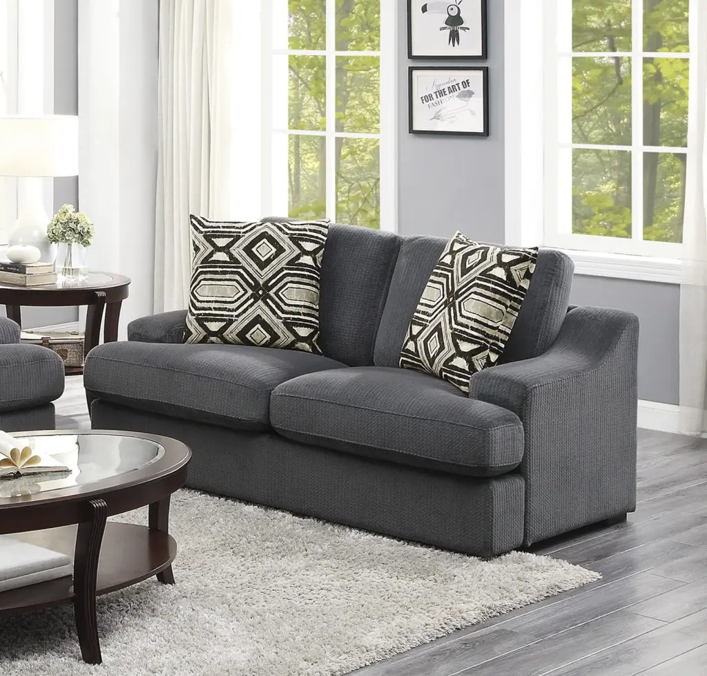 Modern Traditional Premium Living Room Loveseat 1Pc Dark Gray Plush Microfiber kanepe