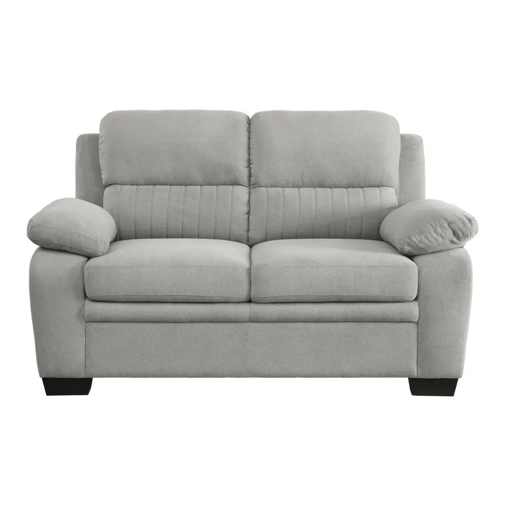 Plush Seating Cozy Loveseat Gray Textured Fabric Channel Tufted kanepe