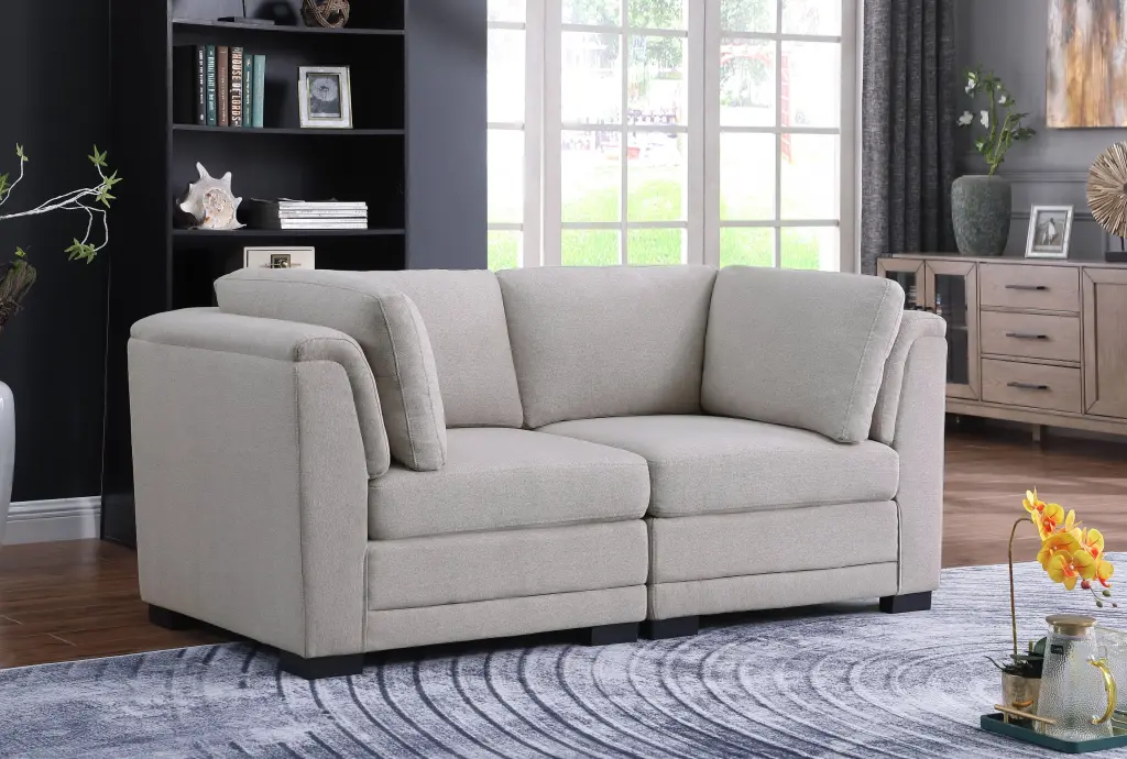 Kristin 70.5 Inch Light Gray Linen Fabric Loveseat Sofa Living Room lilola home