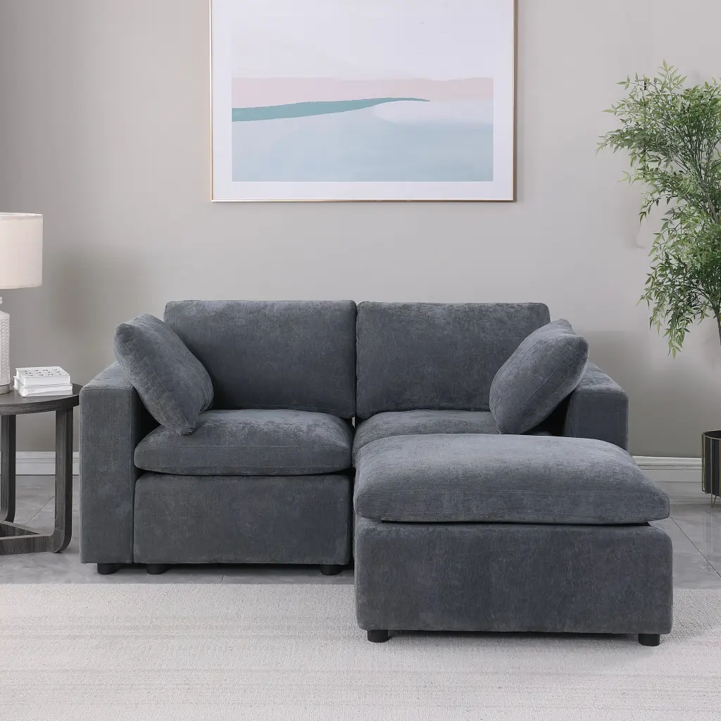 68.5 Inch Loveseat Sofa Ottoman Modular Sectional Beautiful Comfortable meiting furniture