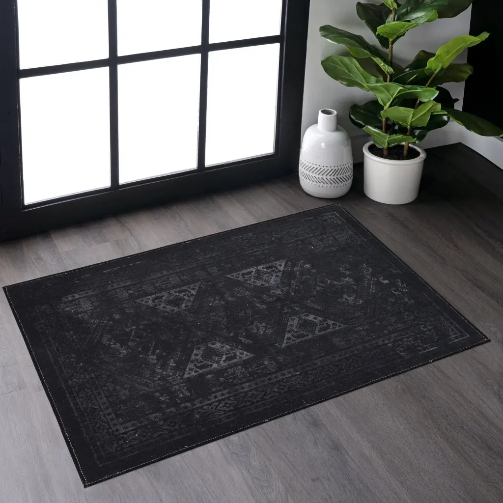 Naar 2x3 Machine Washable Low Pile Non Slip Non Shedding Area Rug naar rug