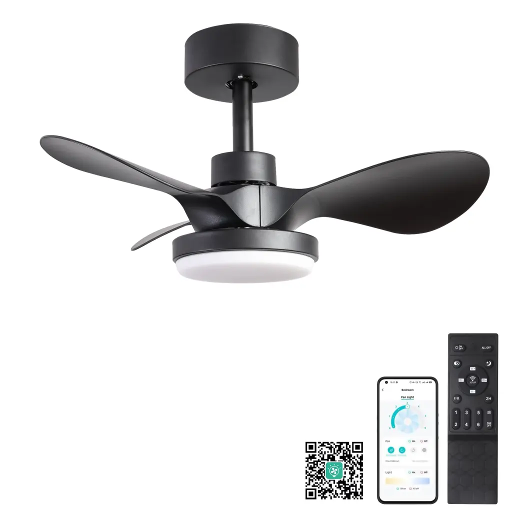 24" Small Ceiling Fan Light Remote Regulation, Modern Low Profile Blade hc ceiling fan with light