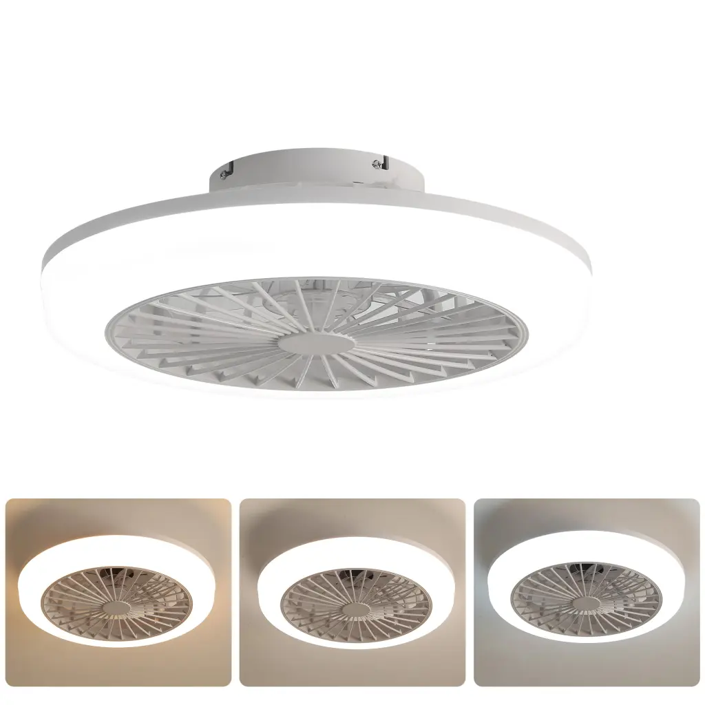 18 Inch Enclosed and Remote Flush Mount Bladeless Modern Low Profile Ceiling Fan ceiling fan with light