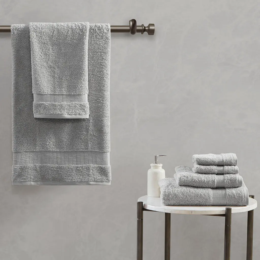 100% Egyptian Cotton 6 Piece Towel Set Grey Cotton Luxury Bath Towels jla