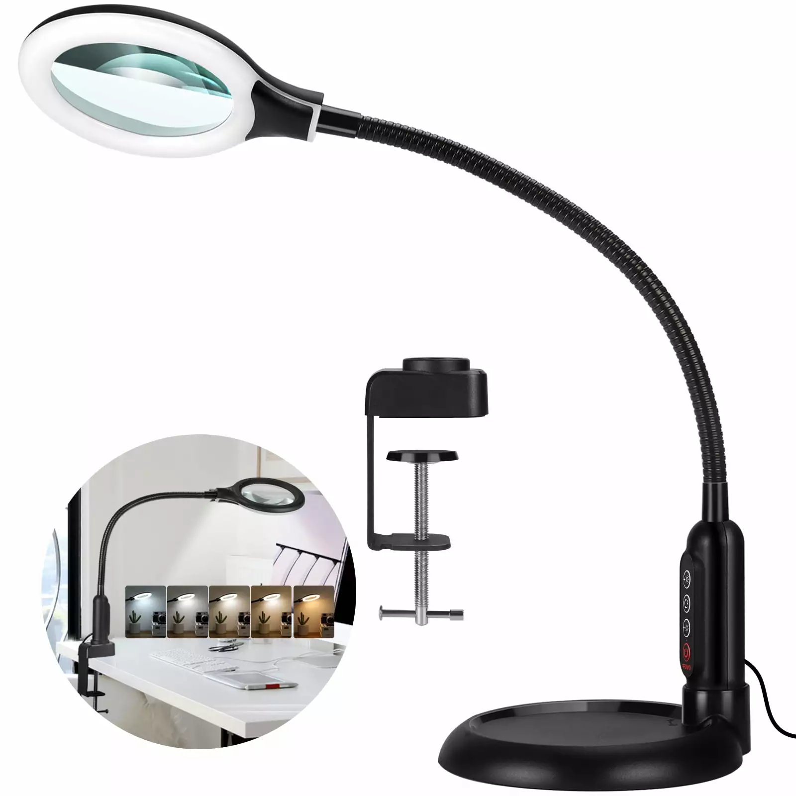 10X Magnifying Glass LED Light and Clamp Craft, Reading, and Close Work