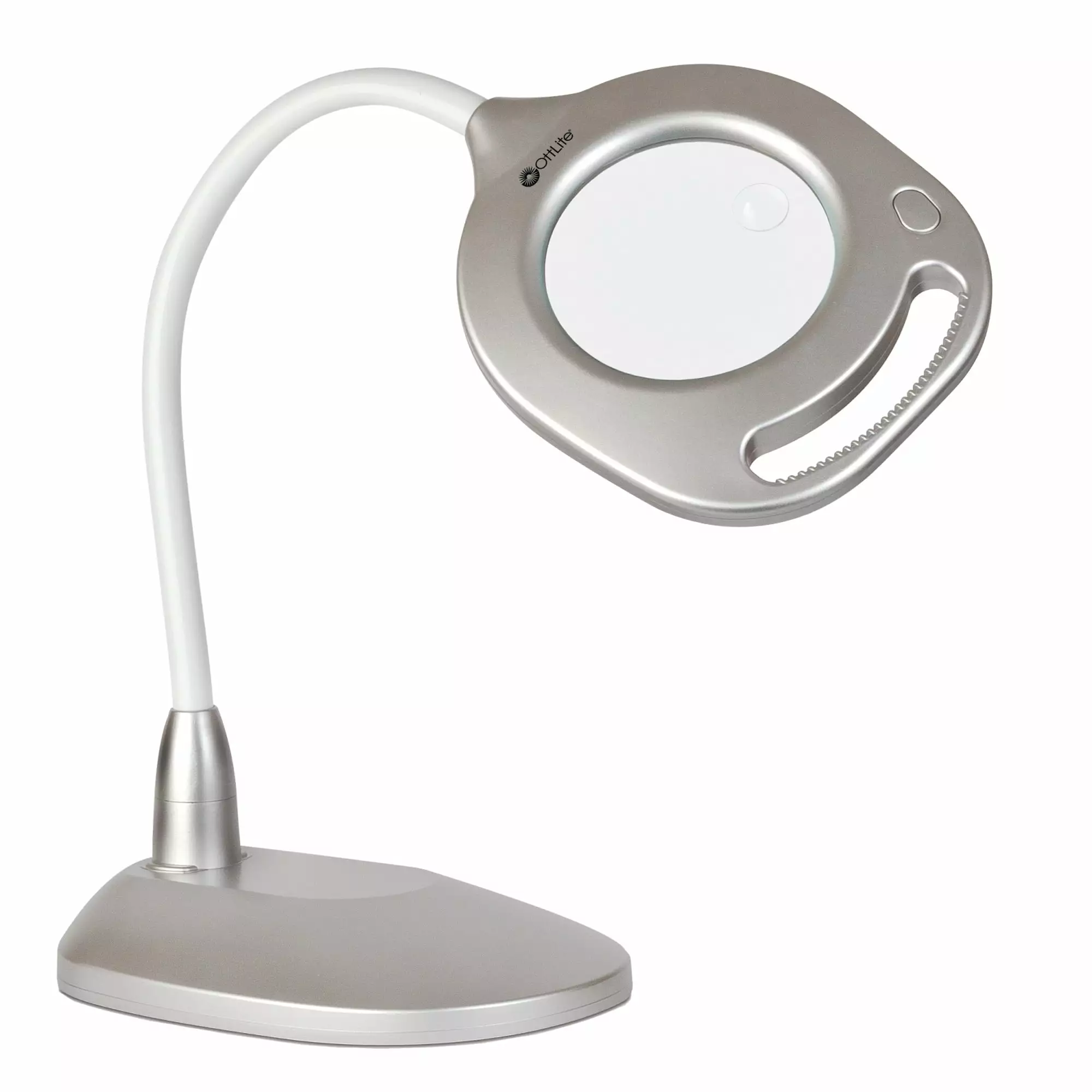 OttLite 54.8 Inch LED Magnifier Floor Table Lamp 240 Lumens Silver Adjustable Crafts Reading