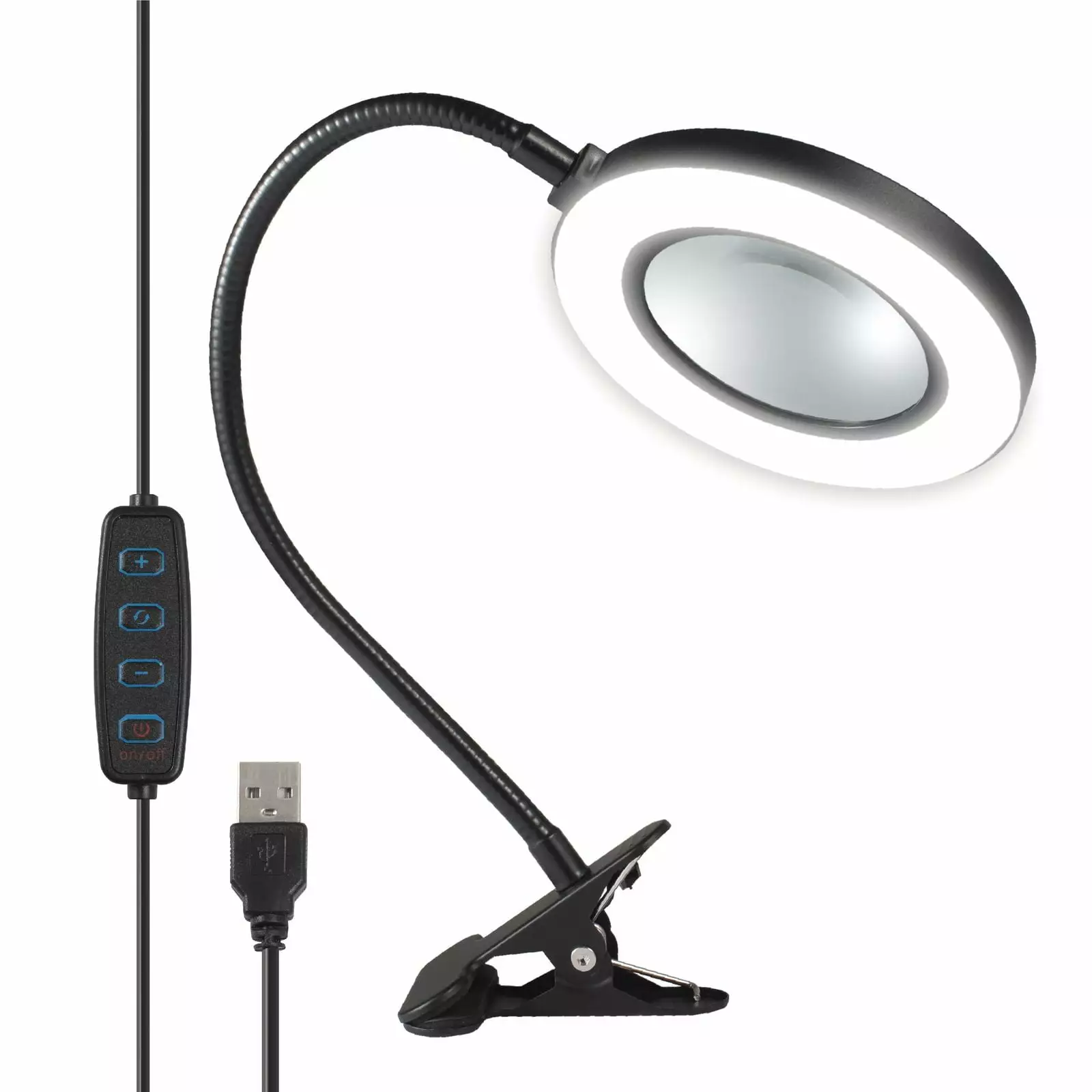 10X Magnifying Glass LED Desk Lamp Adjustable Gooseneck and Clamp Precision Work