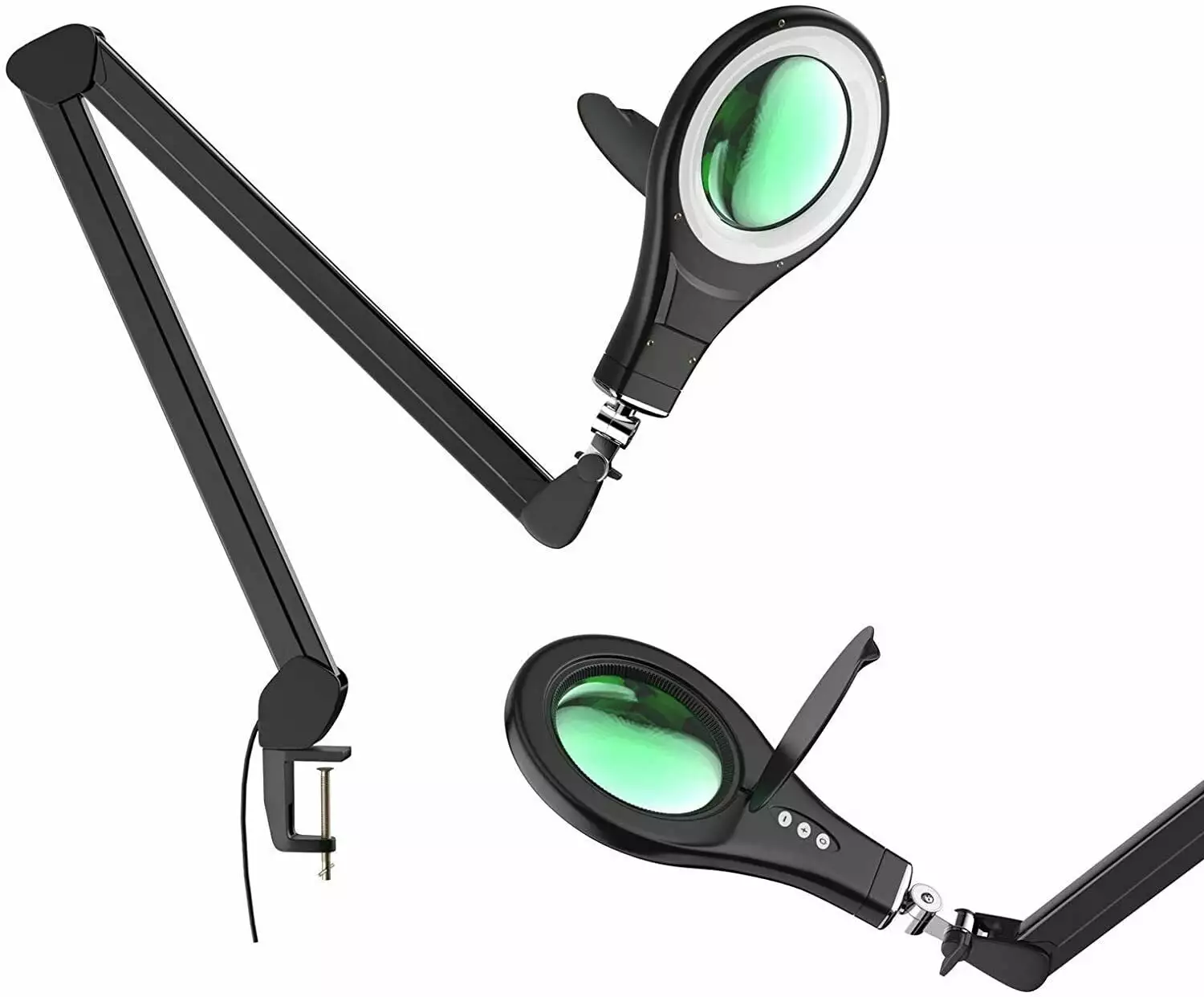 Gymax LED Magnifying Glass Desk Lamp Swivel Arm & Clamp 2.25x Magnification Black