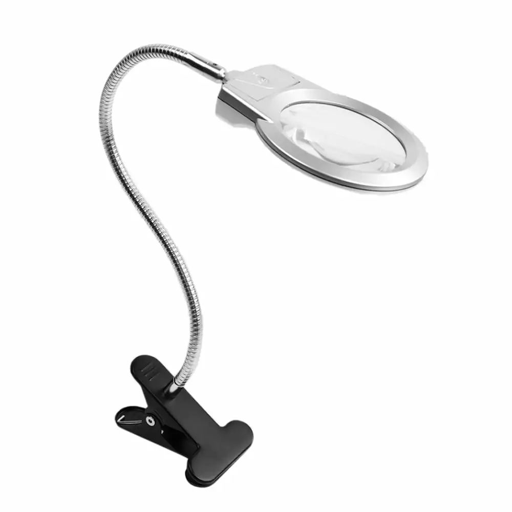 Tomshoo Pro Flexible Hands Free Magnifying Glass Desk Lamp Clamp Reading Cross Stitch
