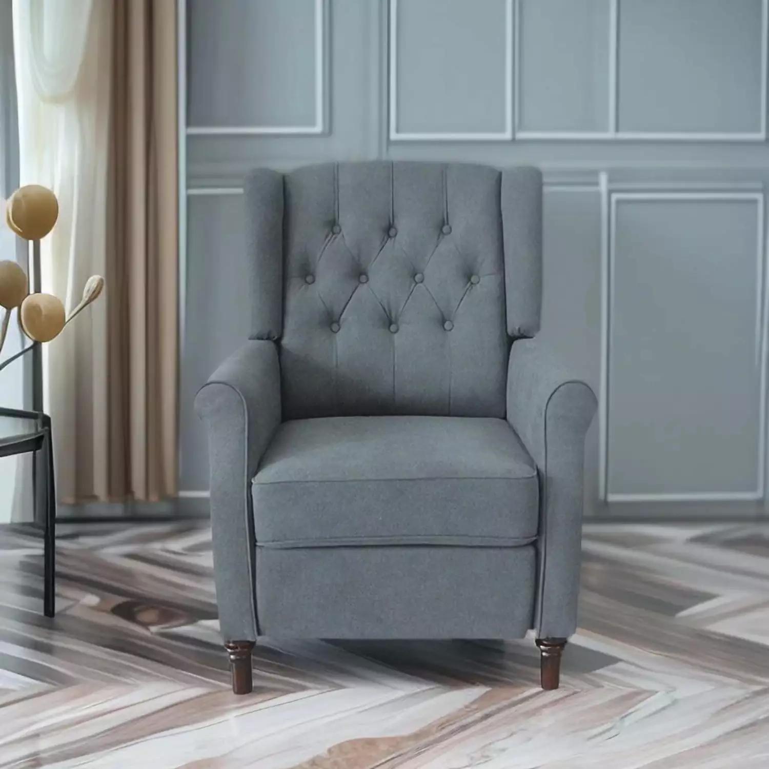 Redde Boo High Back Manual Recliner Chair Classic Dark Gray Waterproof Fabric Sofa Living Room