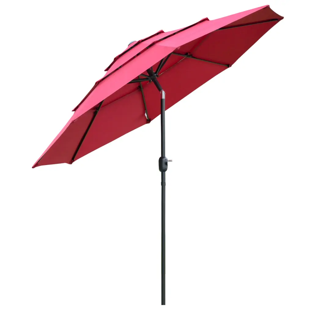 Outsunny 9Ft 3 Tiers Patio Umbrella Outdoor Market Umbrella Crank Handle aosom business
